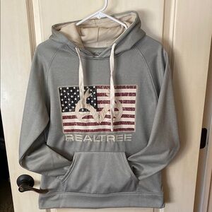 Realtree Gray Hoodie with American Flag Design